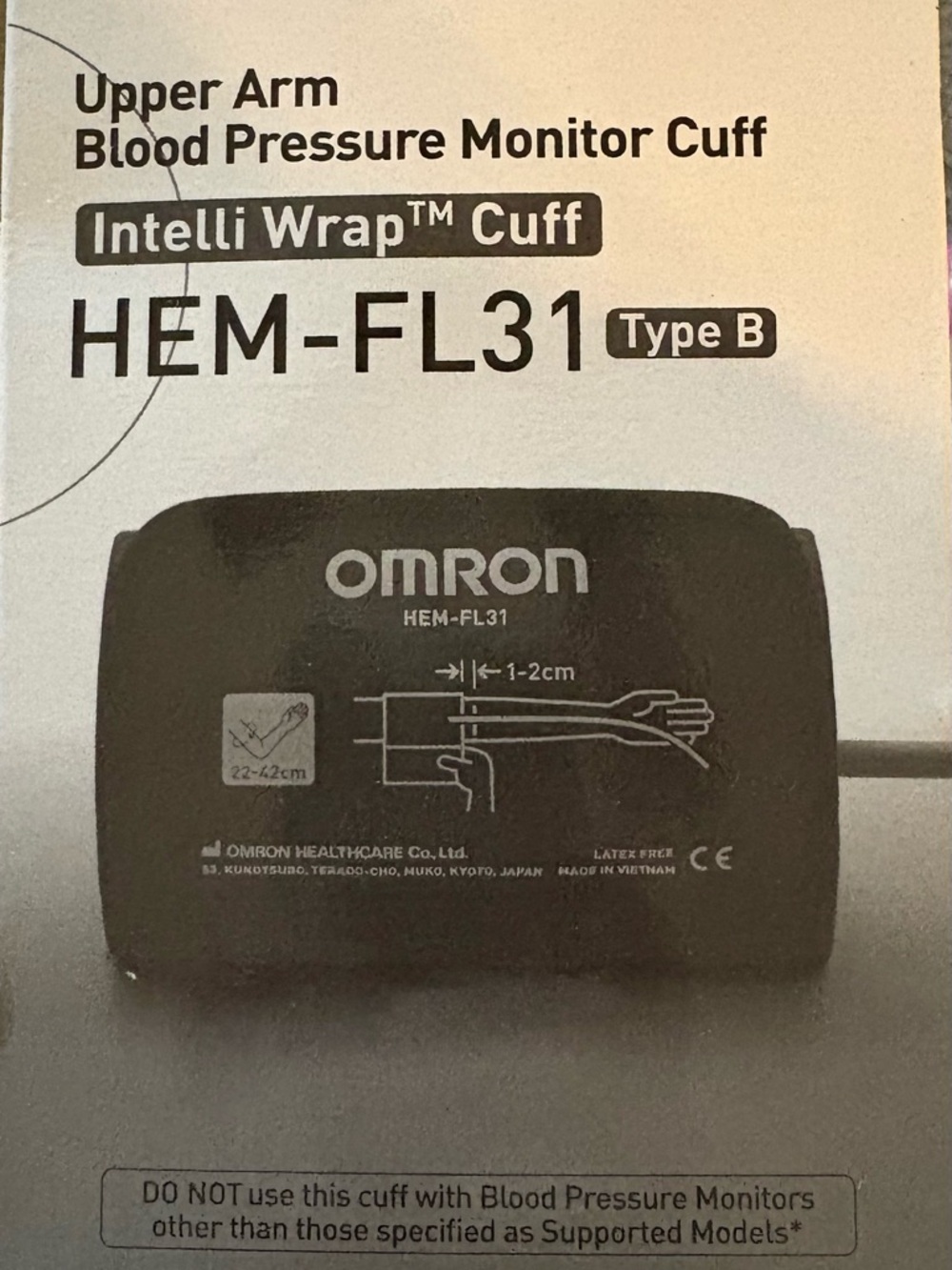 OMRON Black IntelliWrap Upper Arm Blood Pressure Cuff HEM-FL31